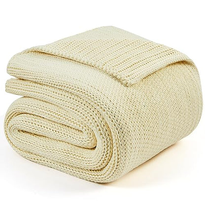 L'AGRATY Knitted Weighted Blanket 50"x60" 7lbs for Adults Cooling - color: Cream White, size: 50" x 60" | 7 lbs