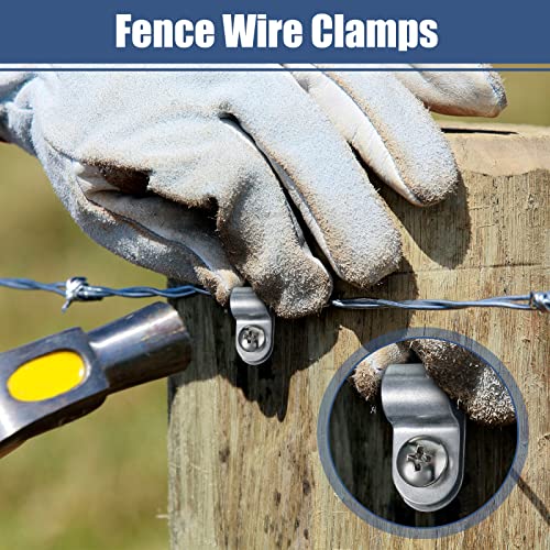 60 Pcs Wire Fence Clips Fence Wire Clamps Cattle Panel Clamps with 60 Pcs Screws Aluminum Mounting Clips for Vinyl, Wood or Metal Fence