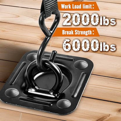 Recessed D Ring Tie Down Anchors 4 Pack 6000 lbs - Black - size: Black 4PCS