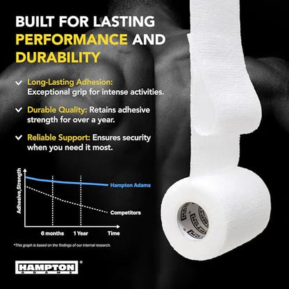 Hampton Adams Self Adhesive Bandage Wrap, Pet Safe, Cohesive Hold - color: White
