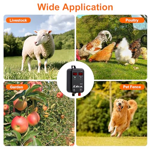 5Miles/8KM Electric Fence Charger,Output 10kV AC/DC Electric Fence Energizer 1 Joule with LED,Portable Electric Fence Plug in Charger for Livestock,Prevent Wild Animals Intrusion for Livestock Poultry