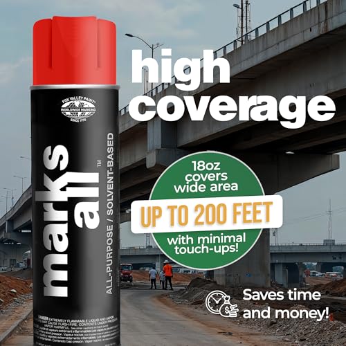 Fox Valley 17oz Marks All Solvent-Based Paint 12-Pack, Red Fluorescent - color: Red Fluorescent