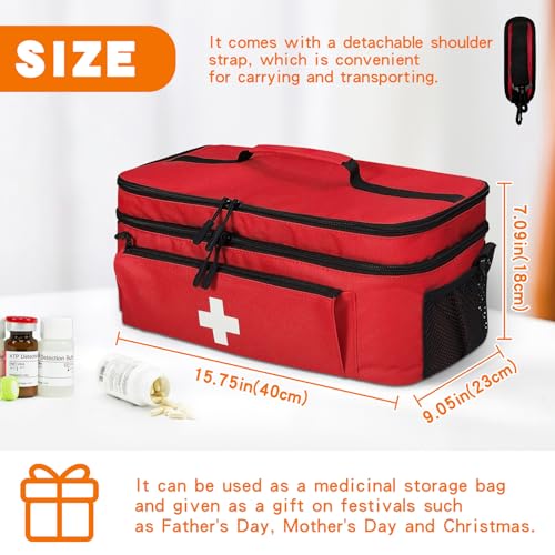 Boczif First Aid Bag Empty, Emergency Kit Bag(Red with shoulder strap) - color: Red with shoulder strap