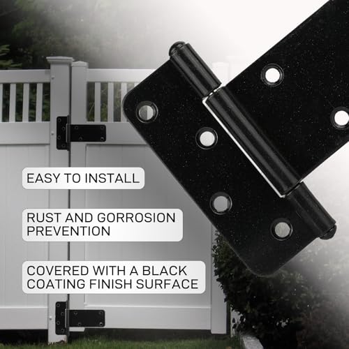 4 Pack 6” Heavy Duty Gate Hinges,280 Lbs Capacity Black Door Hinges | T Gate Hinges, Wrought Hardware for Wooden Fences, Barn Door, Screws Included (6 inches - 4 Pack) -Patent Pending - size: 6 inches - 4 Pack