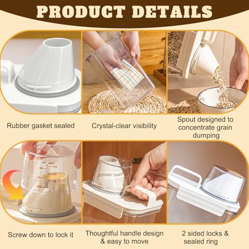 2 Pack 1800ML Airtight Cereal Container with Pour Spout & Cup