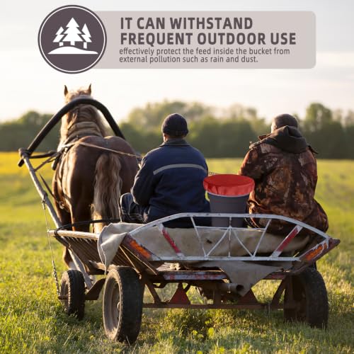 2-5 Gallon Horse Bucket Cover, Waterproof Horse Feed Bucket Cover, Lightweight and Easy to Use (Excluding Bucket, Red) - color: Red