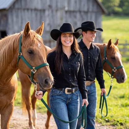 2 Pack Nylon Horse Halter with Reins Adjustable - color: Green