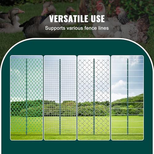 VEVOR Fence Post 7 ft 10 Pack U-Channel Metal Fence Stakes Green - size: 7 Feet 10 Pack
