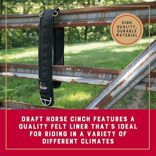 Weaver Equine Deluxe Super Horse Cinch, Anti-Slip Felt Lined Saddle Cinch Girth with Flat Buckle, Draft Horse Riding Supplies, ‎Black