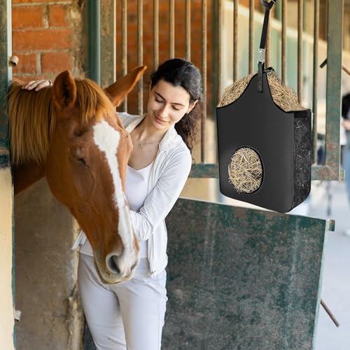4Pcs Horse Bucket Strap Hangers,Adjustable 23-30 in Hanging | Nylon Hanging Strap for Hay Nets,Water Buckets & Outdoor Feeders,Black,Durable Horse Accessories Suppliers