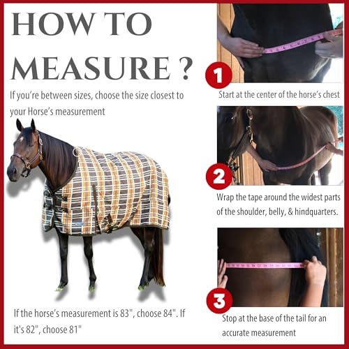 Jeffers Solaris 1200 Denier Turnout Blanket with Extended Neck Design - Brown & Cream Plaid 81" - Waterproof, Breathable Horse Blanket with 360g Polyfill, Ideal Protection for Winter, Heavyweight - size: 81"
