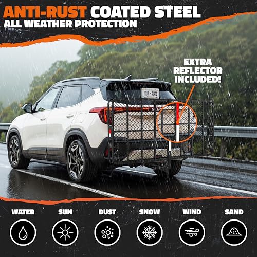 Mockins XXL Trailer Hitch Cargo Carrier with Rear Lights & Plate Bracket - size: 72"L X 36"W X 6"H - XXL