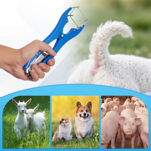 100Pcs Castration Bands and Goat Banding Kit, Stainless Steel Jaw Castration Tool with Non-Slip Plastic Handle, Livestock Bander for Lambs, Calves | Balloon Expander