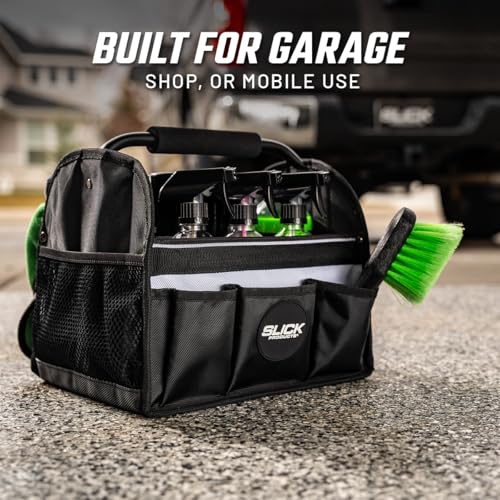 Slick Products Car Detailing Caddy & Organizer Tote - Heavy-Duty Storage