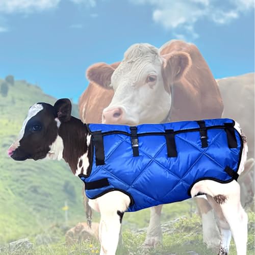 Calf Blanket Goat Coat with Fleece Windproof Winter Blanket for Alpaca, Calves, Sheep, Goat, Foal, Donkey with Thickened Fully Belly Protection Large Size