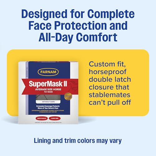 Farnam SuperMask II Horse Fly Mask Without Ears For Eyes, Regular Size - size: Average Horse