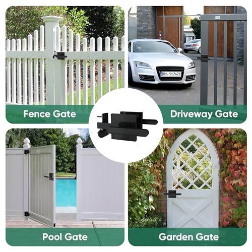 JUBEST Double Side Gate Latch, Heavy Duty Swinging Door Latch Gate Hardware for Right Inswing Outdoor Fence, Wooden Gates, Pool Gate, Backyard, Garden