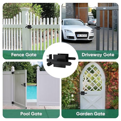 JUBEST Double Side Gate Latch, Heavy Duty Swinging Door Latch Gate Hardware for Right Inswing Outdoor Fence, Wooden Gates, Pool Gate, Backyard, Garden