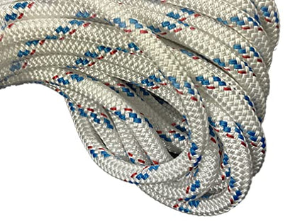 7/16" Yacht Braid Premium Polyester, White/Blue/red, 300 ft | Made in USA, 6,300 lb tensile strength, double braid - size: 300 feet