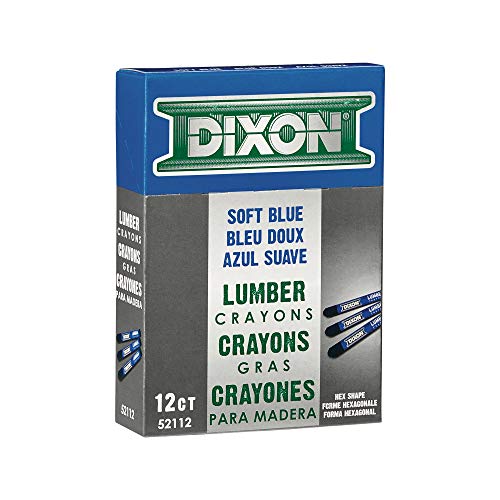 Dixon Industrial Lumber Marking Crayons, 4.5" x 1/2" Hex, Soft-Blue, 12-Pack (52112)