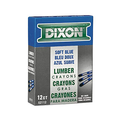 Dixon Industrial Lumber Marking Crayons, 4.5" x 1/2" Hex, Soft-Blue, 12-Pack (52112)