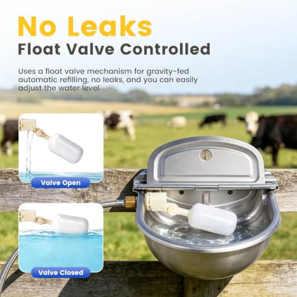 Automatic Dog Water Bowl Dispenser 304 Stainless Steel Dog Waterer - color: Standard without Drain Plug