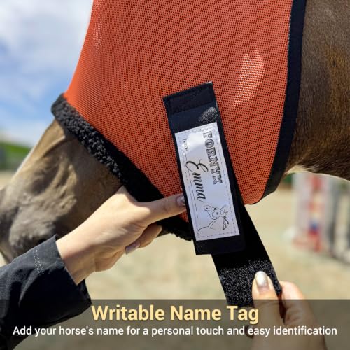 Fly Mask Without Ears for Horses, UV Block & No-Rub (Orange, XXL) - size: XX-Large