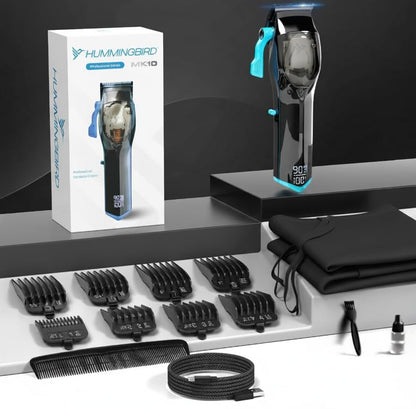 HUMMINGBIRD MK10 Pro Series Cordless Hair Clippers – 9,000 RPM Brushless Motor, DLC Blade, USB-C Rechargeable, Super Torque, Professional Barber Clippers, Haircut Kit, Includes Barber Cape & Comb