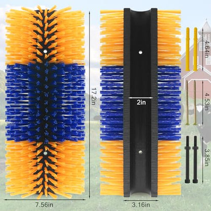 4PCS Livestock Scratching Brush Goat Scratching Tool Post Massage Grooming Brush with 8 Screws for Animals Back Scratcher Itch Brushes for Cattle, Sheep, Horses, Pigs,Cow(4, Yellow) - color: Yellow