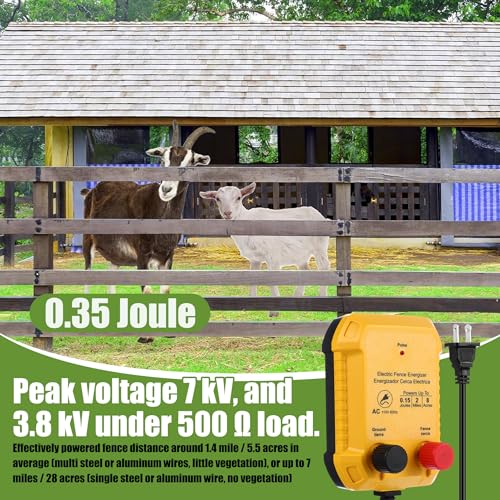 MorningRo Electric Fence Charger Kit 0.15J 2 Mile 50 Insulators 250ft Wire - style: 0.15 Joule