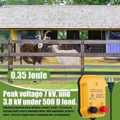 MorningRo Electric Fence Charger Kit 0.15J 2 Mile 50 Insulators 250ft Wire - style: 0.15 Joule