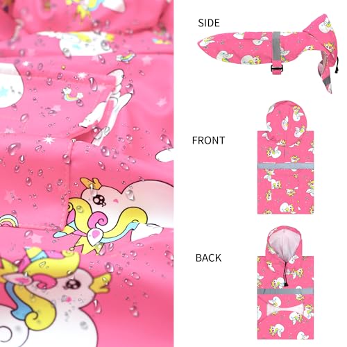 NACOCO Large Dog Raincoat Adjustable - Pet Water Proof Clothes Lightweight Rain Jacket Poncho Hoodies with Strip Reflective Pink (M, Pink Unic) - color: Pink Unic, size: Medium (Pack of 1)