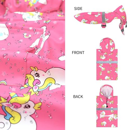 NACOCO Large Dog Raincoat Adjustable - Pet Water Proof Clothes Lightweight Rain Jacket Poncho Hoodies with Strip Reflective Pink (M, Pink Unic) - color: Pink Unic, size: Medium (Pack of 1)