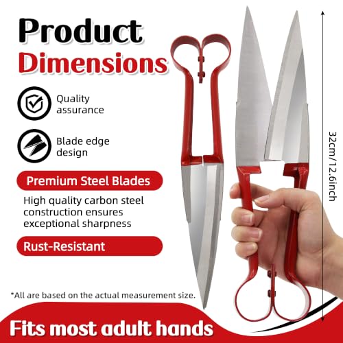 Double Bow Sheep Shears, 6.1" Carbon Steel Blade, Farm Grooming Scissors - color: Red