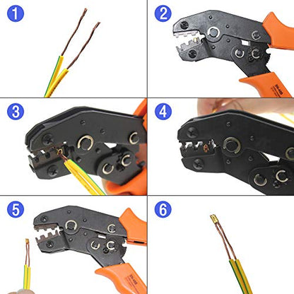 500 Pcs U Shape Copper Ring Terminals Crimp Kit - Non-Insulated Assortment Cable Wire Spade Electric Butt Connector Kit