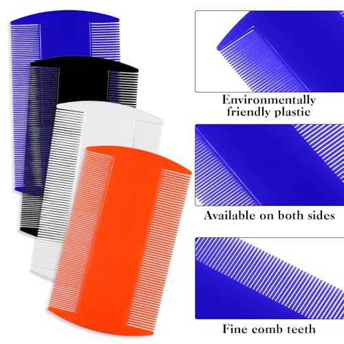 4 Pcs Lice Combs Double Sided Fine Tooth Comb Lice Comb For Dandruff Removal Thick Hair Tooth Head Nit Hair Combs For Adults Kids And Pet's Remove Head Lice Nits Fleas(4 Colors)