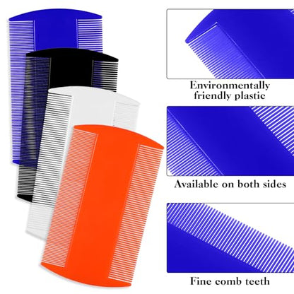 4 Pcs Lice Combs Double Sided Fine Tooth Comb Lice Comb For Dandruff Removal Thick Hair Tooth Head Nit Hair Combs For Adults Kids And Pet's Remove Head Lice Nits Fleas(4 Colors)