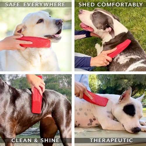 StripHair Gentle Groomer Dog Shedding Bathing Pet Hair Remover, Soft Red