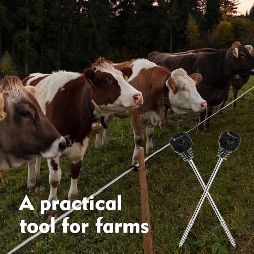 25 Pcs Electric Fence Insulators Fencing Post Screw-in Ring Set 8.9 Inch Long Arm Meadow Farm Electric Fence Wood Post Black for Electric Fence of Farm (25)
