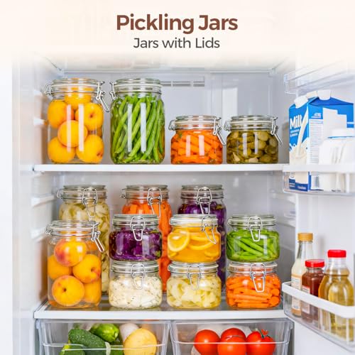ComSaf Square Glass Food Jars 17 oz 6 Pack for Pickling and Herbs Storage - size: 17oz*6