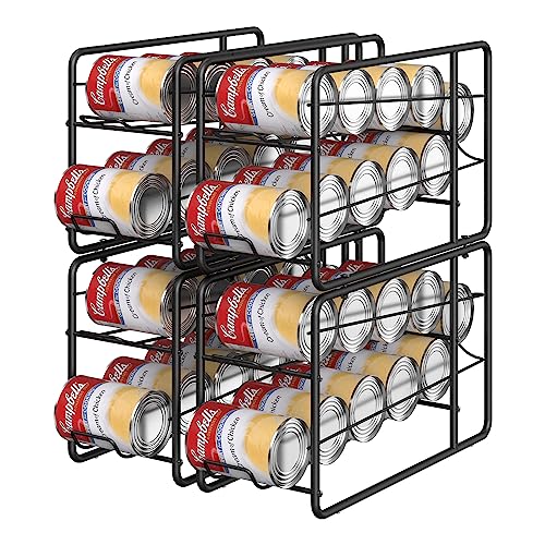 MOOACE 4 Pack Can Organizer for Pantry, Stackable Soda Can Dispenser Rack - color: Black