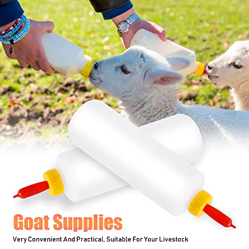 5-Pack 500ml Small Mouth Livestock Feeding Bottles with 10 Soft Silicone Teats for Lambs, Goats, Calves - Essential Farm Nursing Kit for Newborn Animals