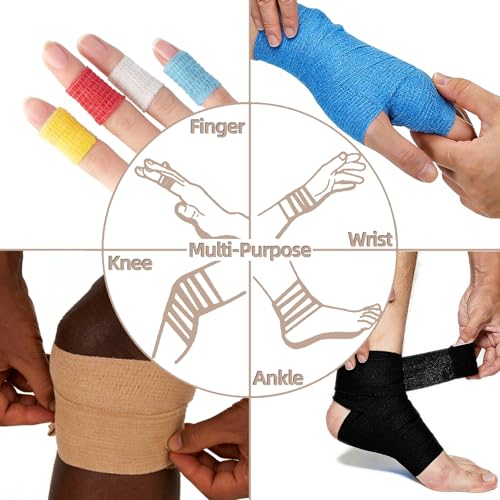 IndigoCase 6 Pack Self Adhesive Bandage Wrap 3 Inch x 5 yd Elastic Tape - color: Skin, size: 3 Inch - 6 Pack