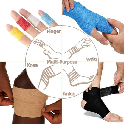 IndigoCase 4 Pack Self Adhesive Bandage Wrap 3 Inch x 5 yd Elastic Tape - color: Skin, size: 3 Inch - 4 Pack