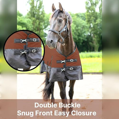 Resistance 1200 Denier Lightweight No Fill Water Resistant Breathable Horse Rain Sheet - color: Dark Brown, size: 78