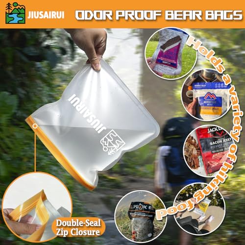 JIUSAIRUI Odor Proof Bear Bags for Food Backpacking: 3Pack Reusable Bear Proof Food Storage Designed to Use with Bear Canister for Backpacking fit Camping Hiking Water Sports