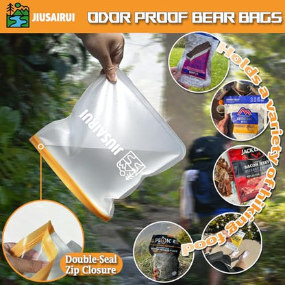 JIUSAIRUI Odor Proof Bear Bags for Food Backpacking: 3Pack Reusable Bear Proof Food Storage Designed to Use with Bear Canister for Backpacking fit Camping Hiking Water Sports