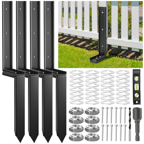 Housolution Fence Post Repair Kit,Separated Fence Post Anchor,4 Pack - size: 4 Pack