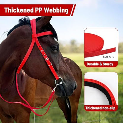 Draft Horse Bridle Anti-Tear Horse Riding Headstall | Equine Snaffle Noseband, Adjustable Soft Lined Equestrian Browband for Outdoor Use - size: Large
