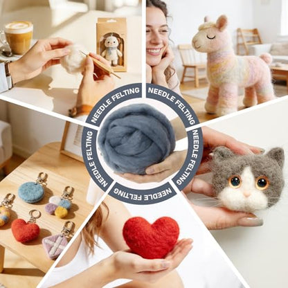 3.4oz Needle Felting Wool Grayish Blue for DIY Needle Craft Enthusiasts - color: Grayish Blue